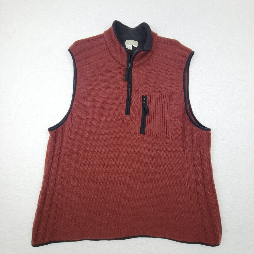 The Territory Ahead Full Zip Lambswool Blend  Sweater Vest‎ Mens XL Rust Orange